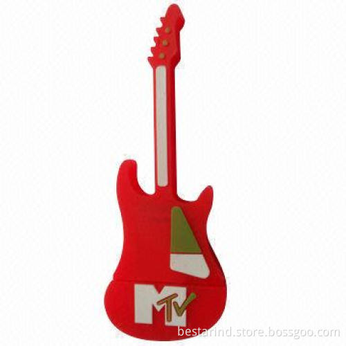 Customized PVC Guitar Promotional USB Flash Drives, Real 256MB to 32GB, Brand Chipset in Warranty